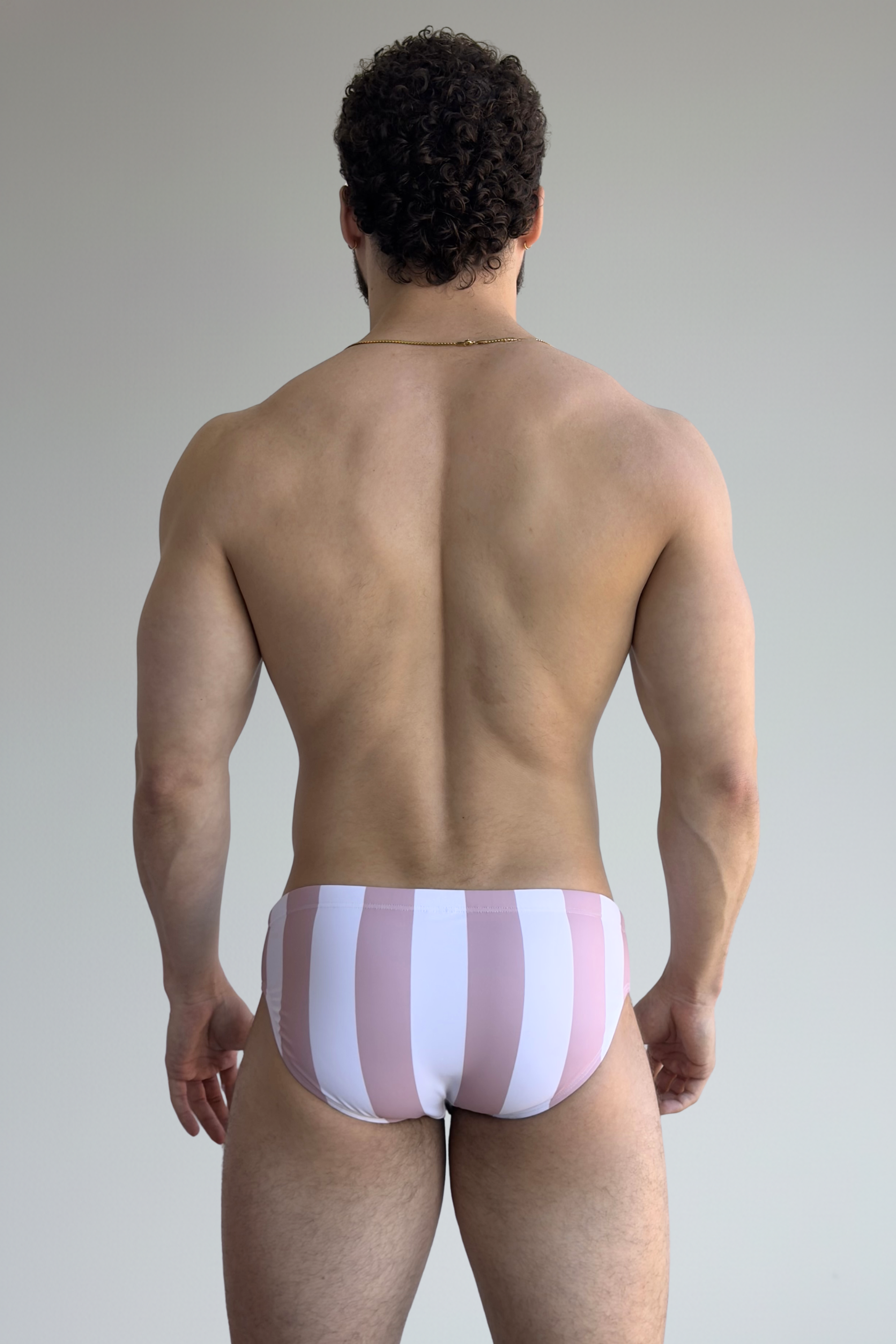 stripe swim brief - rosa