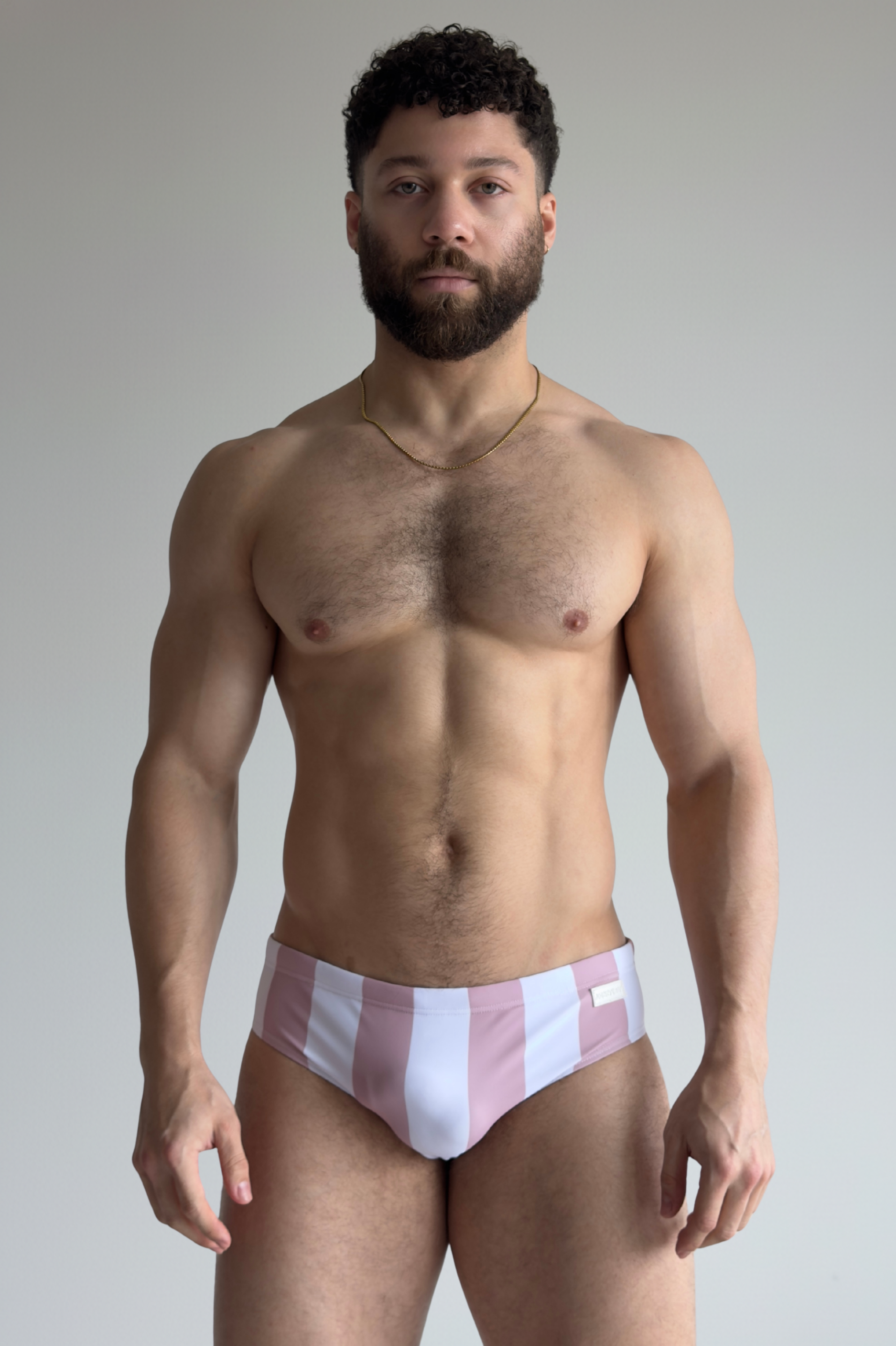 stripe swim brief - rosa