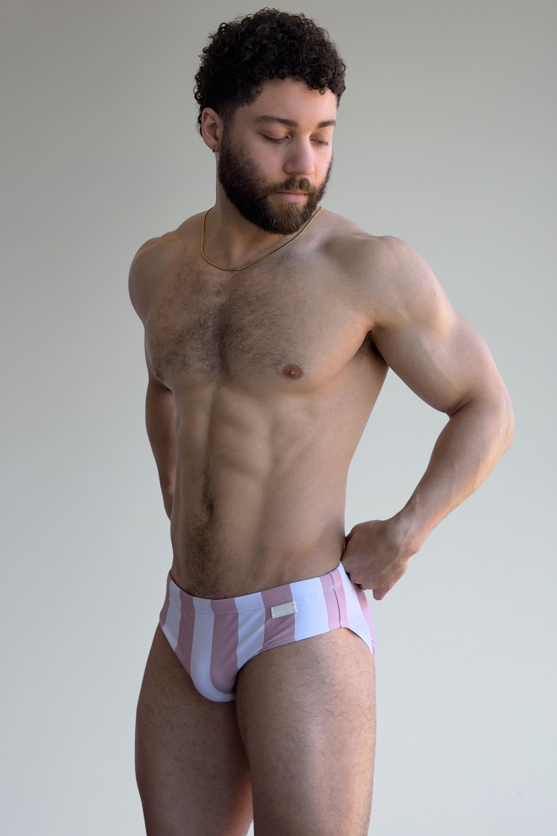 stripe swim brief - rosa
