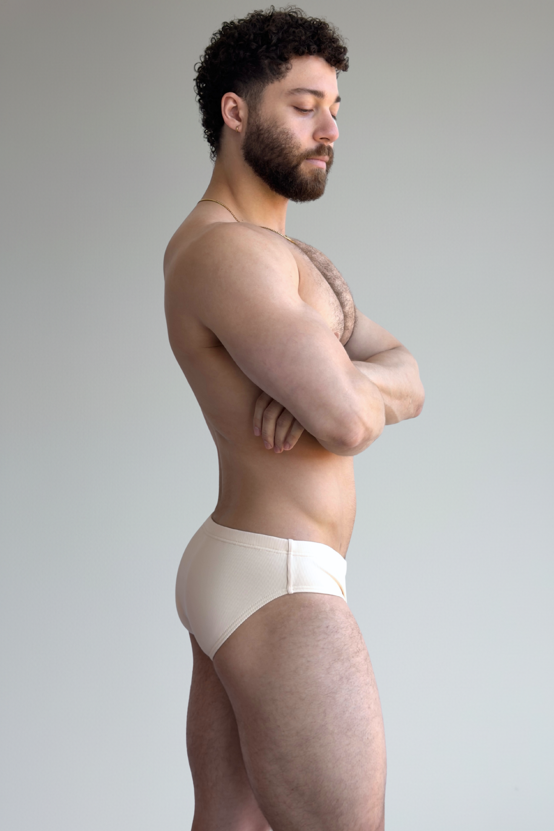 riviera rib swim brief - linen